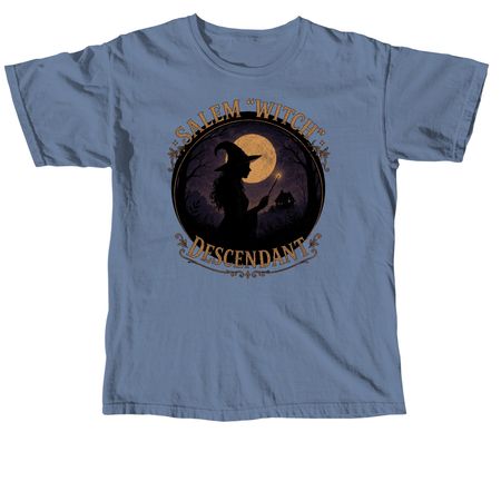 Salem "Witch" Descendant, a Blue Jean Comfort Colors Unisex Tee