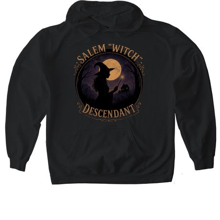 Salem "Witch" Descendant, a Black Gildan Softstyle Pullover Hoodie
