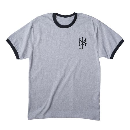 McNally Jackson Softball Tee, a Athletic Heather/ Jet Black Cotton Ringer Tee