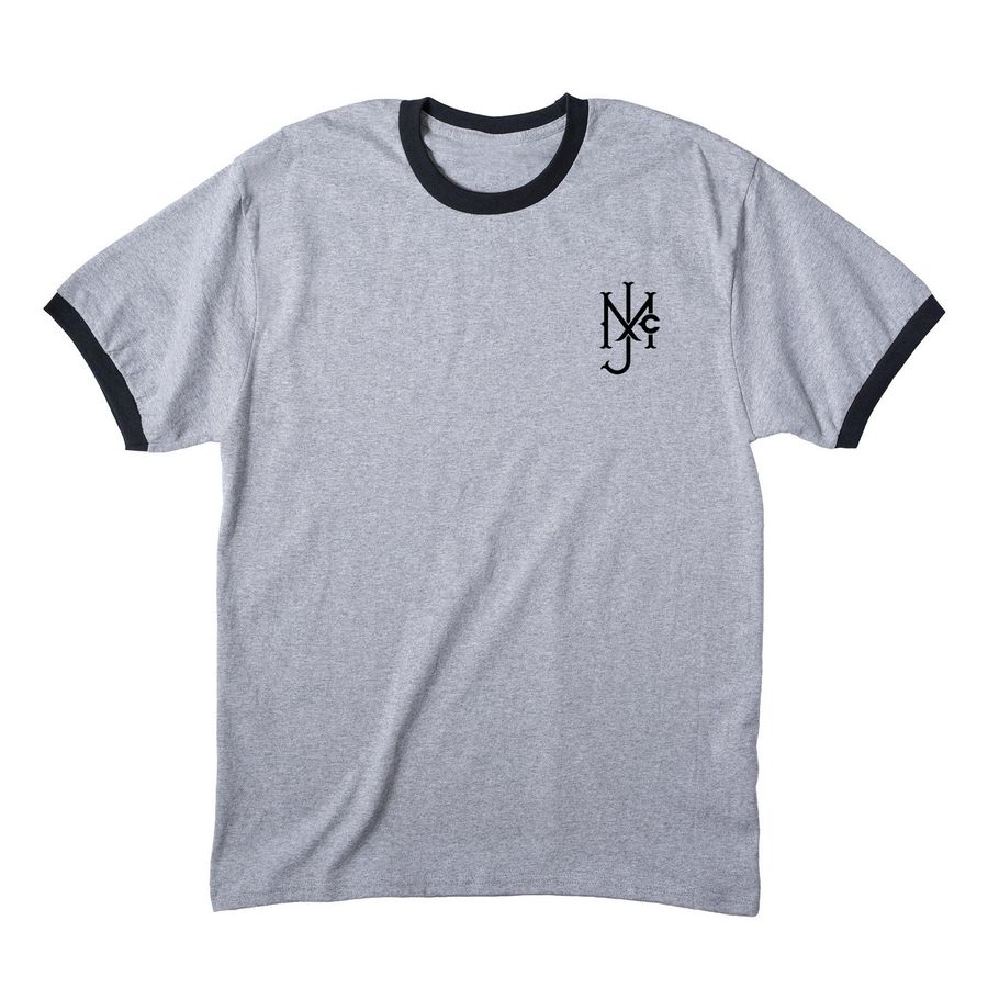 McNally Jackson Softball Tee, a Athletic Heather/ Jet Black Cotton Ringer Tee