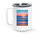 Coffee mug&nbsp;, a White Stainless Steel Travel Mug (back-view)