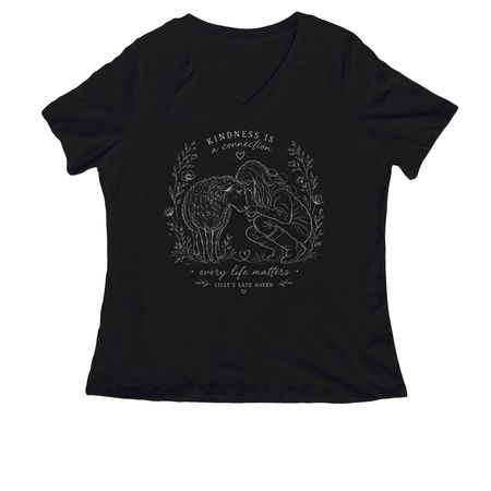 Shirts for stall mats, a Black Women's Relaxed V-Neck Tee