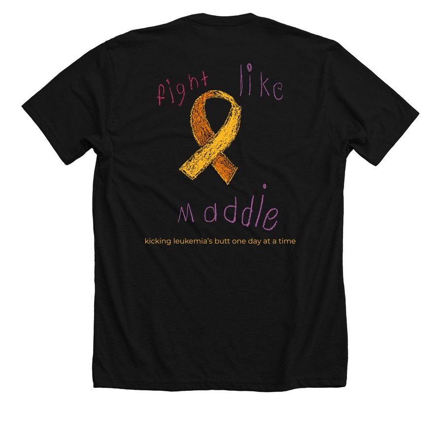Support Maddie?s Fight!, a Solid Black Blend Premium Unisex Tee (back-view)