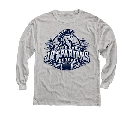 Gates Chili Jr Spartans Football, a Sport Grey Youth Long Sleeve Tee