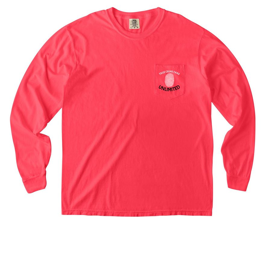 TCFU Pocket Shirts Red, a Watermelon Comfort Colors Long Sleeve Pocket Tee