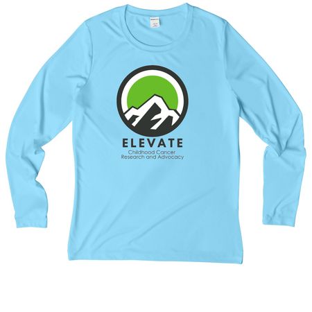 Elevate Childhood Cancer Research and Advocacy, a Light Blue Women's UV Performance Long Sleeve Tee