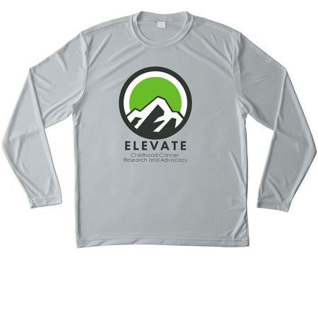 Elevate Childhood Cancer Research and Advocacy, a Silver Unisex Performance Long Sleeve Tee