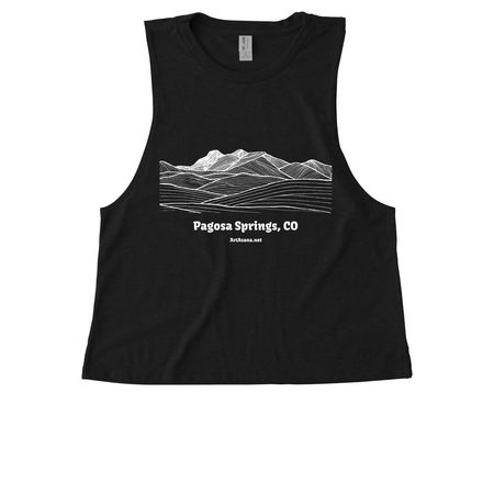 Pagosa Springs, CO, a Deep Black Allmade Eco Triblend Women?s Muscle Tank