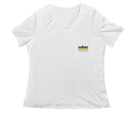 Sober Motivation, a White Women's Relaxed V-Neck Tee