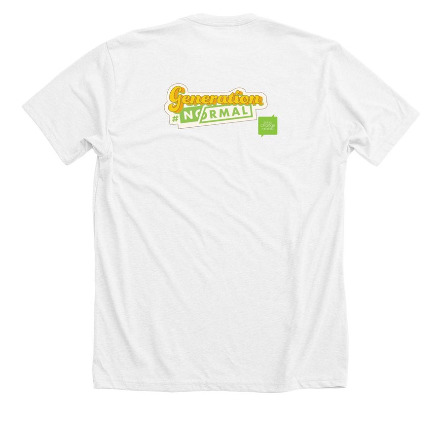 #NoNormal Smiley, a Solid White Blend Premium Unisex Tee (back-view)