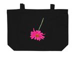 We have to take care of eachother blue tote&nbsp;, a Black Large Organic Cotton Tote Bag (back-view)