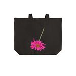 We have to take care of eachother blue tote&nbsp;, a Deep Black Cotton Canvas Tote Bag (back-view)