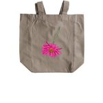 We have to take care of eachother blue tote&nbsp;, a Pumice Recycled Cotton Tote Bag (back-view)