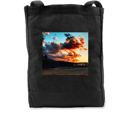 Sunset in early spring, a Black Recycled Cotton Tote Bag