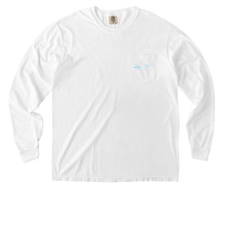 White Pocket Print Birthday Shirt, a White Comfort Colors Long Sleeve Pocket Tee