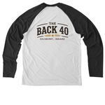 The Back 40 catalogue&nbsp;, a Space Black/ Bright White Allmade Eco Triblend Colorblock Raglan Long Sleeve Tee (back-view)