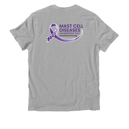 MCD Awareness 2026, a Granite Grey Heather Allmade Organic Cotton Unisex Tee (back-view)