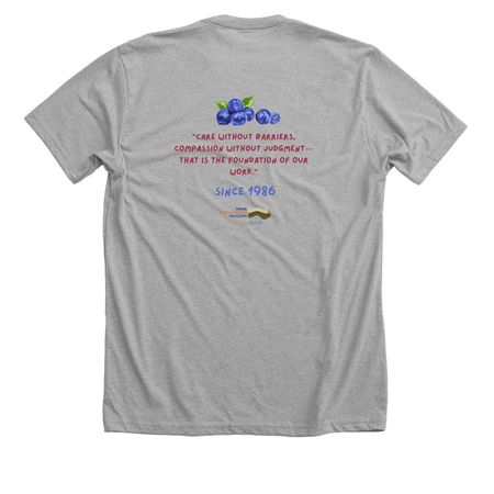 Celebrating 40 Years, a Athletic Heather Premium Unisex Tee (back-view)