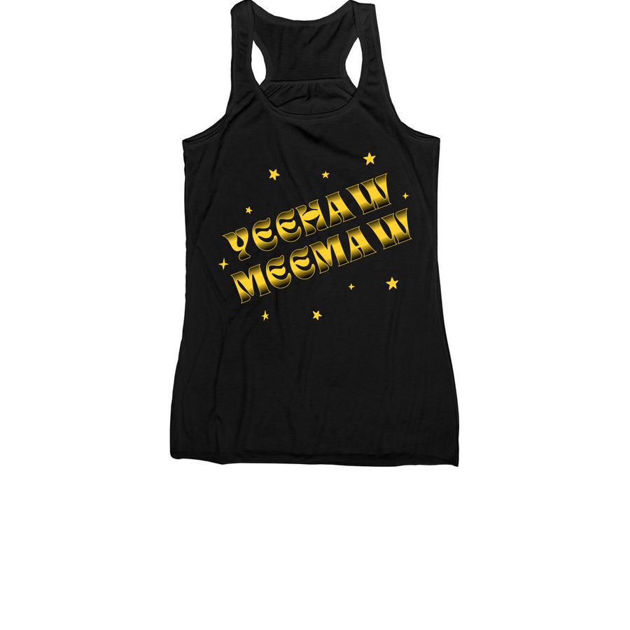 Black & Yellow YEEHAW MEEMAW Apparel&nbsp;, a Black Women's Racerback