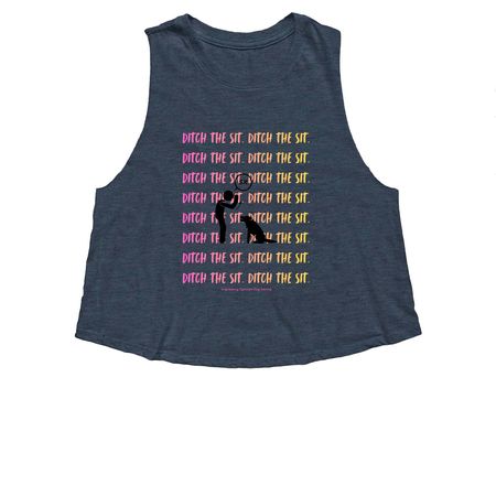 Ditch The Sit - Pink & Yellow, a Heather Navy Women's Cropped Racerback Tank