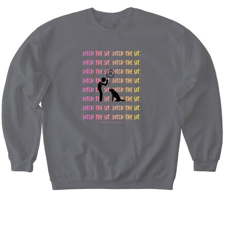 Ditch The Sit - Pink & Yellow, a Charcoal Softstyle Crewneck Sweatshirt