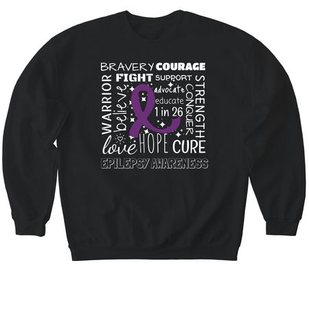 Epilepsy Support, a Black Softstyle Crewneck Sweatshirt