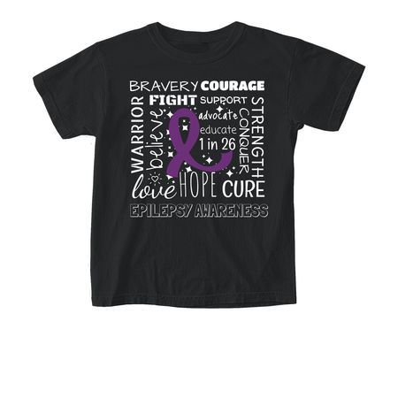 Epilepsy Support, a Black Comfort Colors Youth Tee