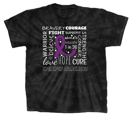 Epilepsy Support, a Black Classic Tie Dye Tee