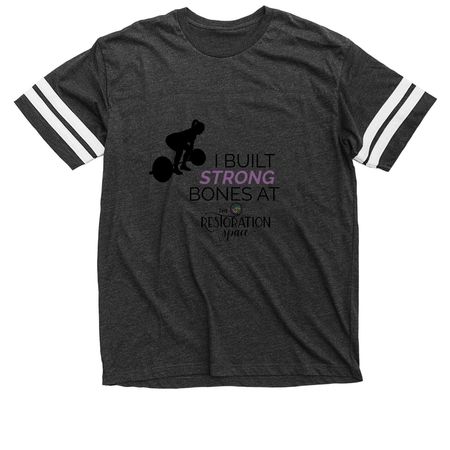 I Built Strong Bones, a Vintage Smoke / White Football Jersey Tee