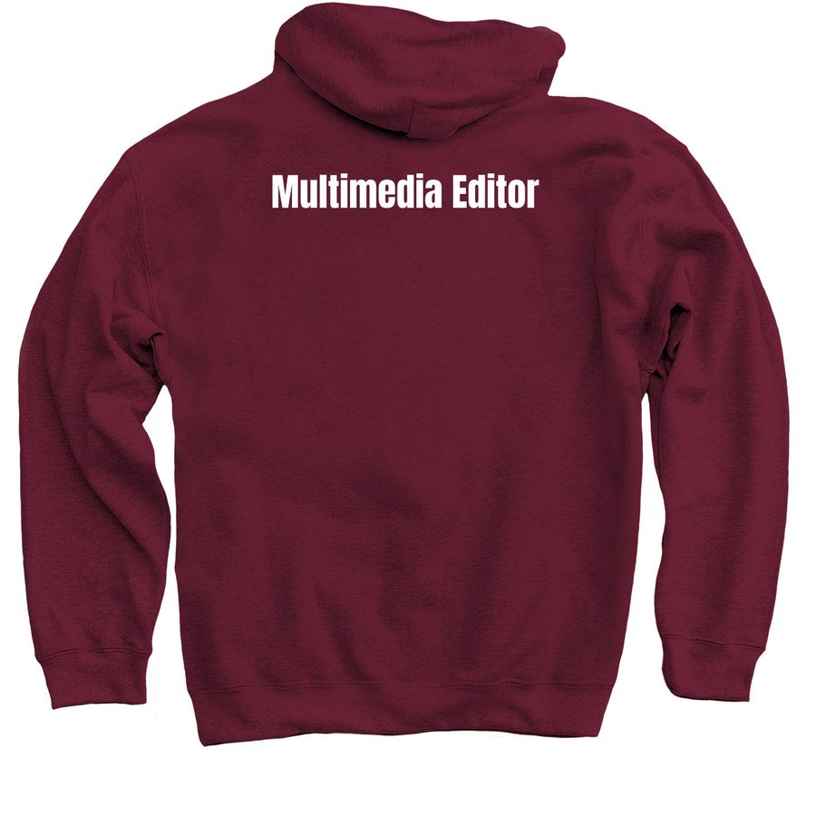 Multimedia Custom Shirt, a Maroon Pullover Hoodie (back-view)