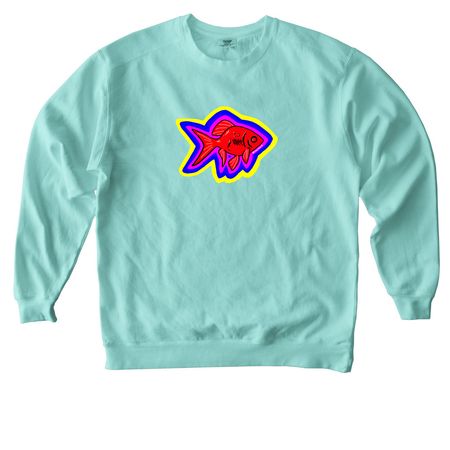 Graffiti Goldfish, a Chalky Mint Comfort Colors Crewneck Sweatshirt