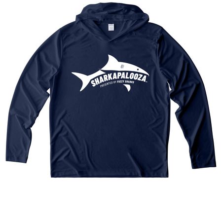 Sharkapalooza&nbsp;UV Perf. Long Sleeve Hoodie, a True Navy UV Performance Long Sleeve Hoodie