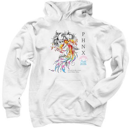 PHNX Clinic Pride 2026 Edition, a White Pullover Hoodie