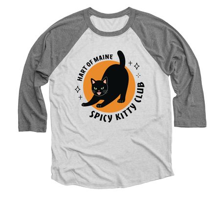 HART Spicy Kitty Club, a Premium Heather and Heather White 3/4 Sleeve Baseball Tee