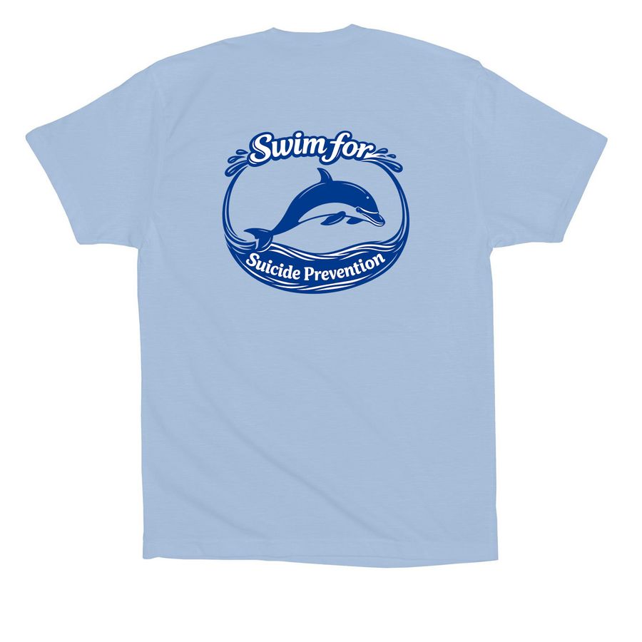 Swim for Suicide Prevention, a Baby Blue Premium Cotton Tee (back-view)