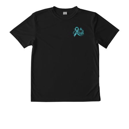 Spreading Ovarian Cancer Awareness - Athletic, a Black Youth Performance Tee