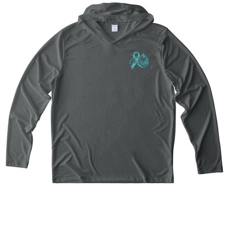 Spreading Ovarian Cancer Awareness - Athletic, a Dark Smoke Grey UV Performance Long Sleeve Hoodie