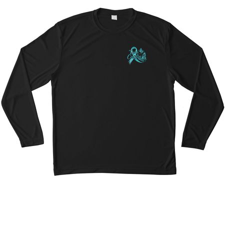 Spreading Ovarian Cancer Awareness - Athletic, a Black Unisex Performance Long Sleeve Tee