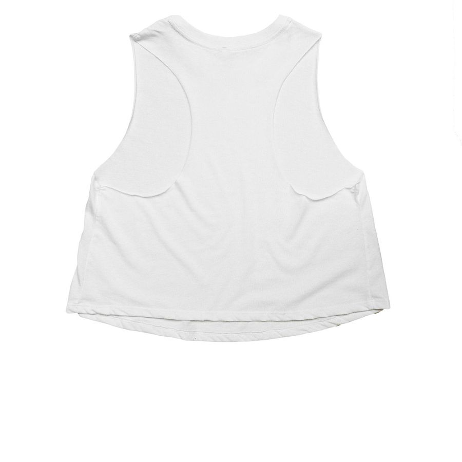 Bluebonnets for Texas, a Solid White Blend Women's Cropped Racerback Tank (back-view)