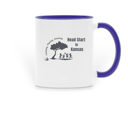 Learning. Playing. Growing., a Dark Blue Two-Tone Ceramic Mug