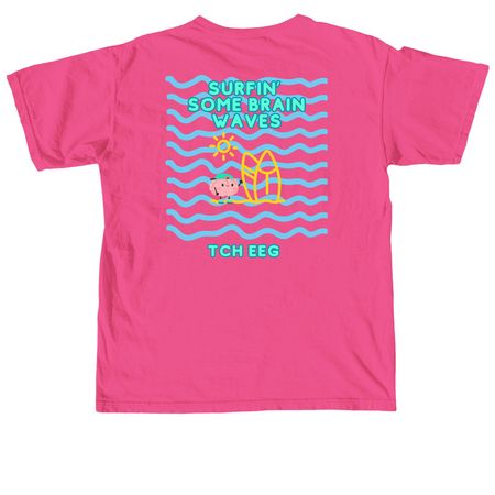 SURFIN, a Neon Pink Comfort Colors Unisex Tee