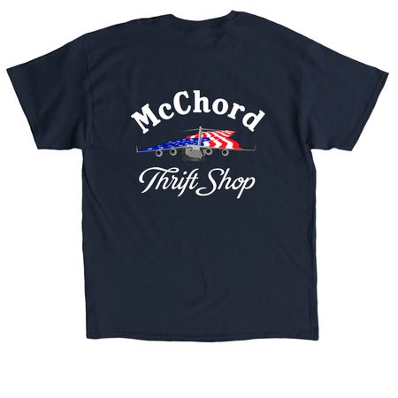 Short Sleeve Volunteer Shirt - White text, a Navy Classic Unisex Tee (back-view)