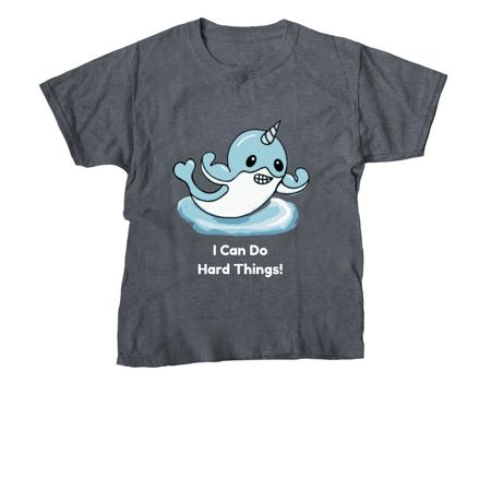 Marshmallow Can Do Hard Things!, a Dark Heather Youth Unisex Tee