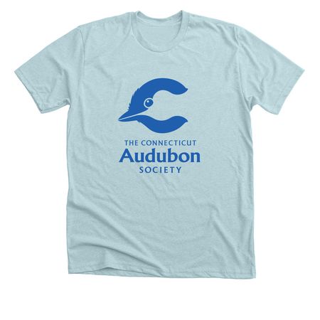 Large Blue Logo, a Heather Ice Blue Premium Unisex Tee