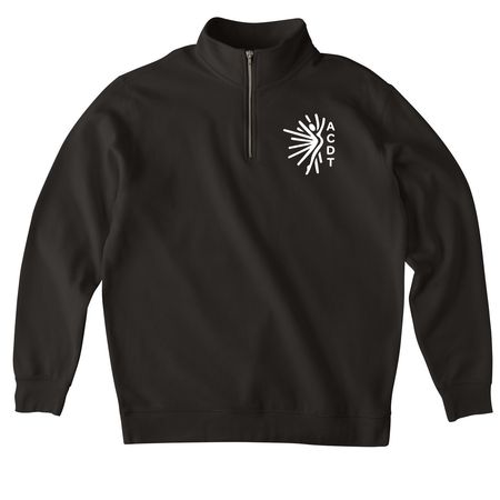 Arvada Center Dance Merch, a Black Midweight Quarter Zip Pullover