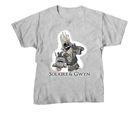 Solaire and Gwyn, a Sport Grey Youth Unisex Tee