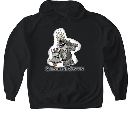 Solaire and Gwyn, a Black Gildan Softstyle Pullover Hoodie