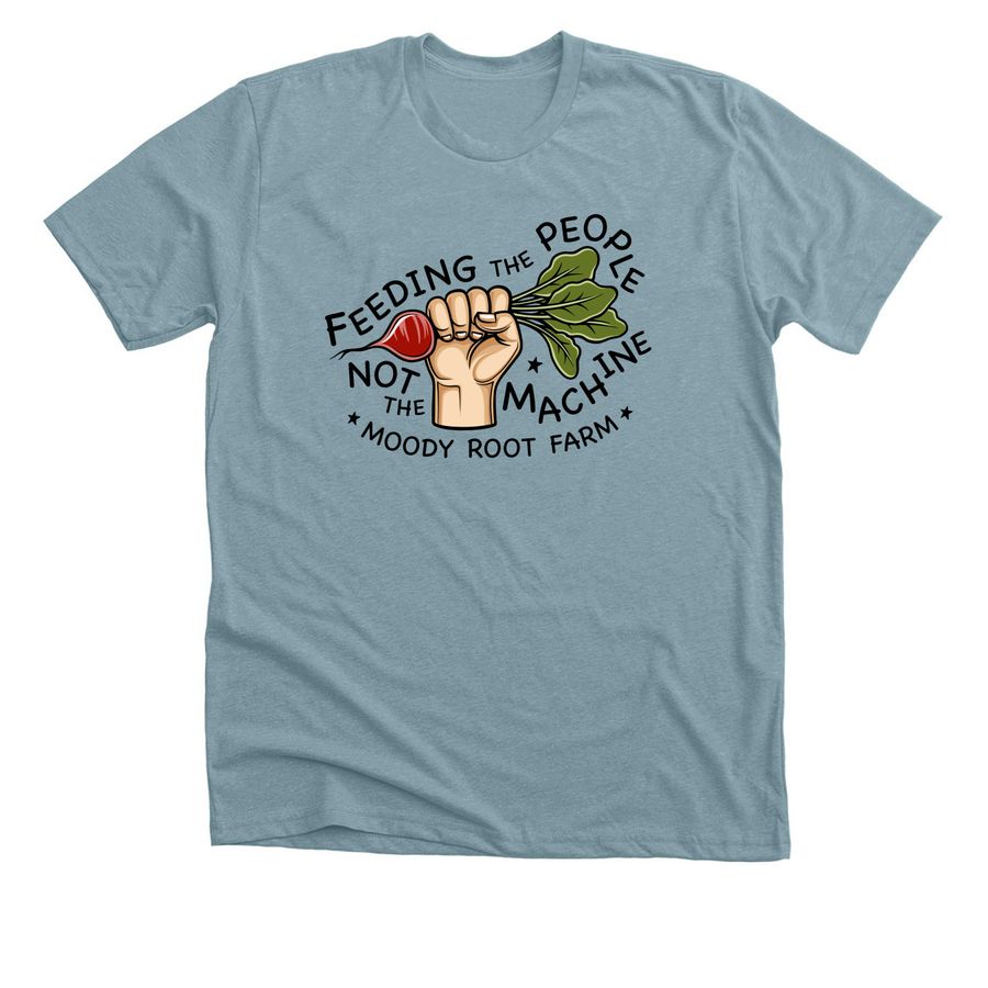MRF Feeding the People, a Heather Blue Lagoon Premium Unisex Tee