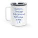 STEP UP Travel Mug, a White Stainless Steel Travel Mug (back-view)
