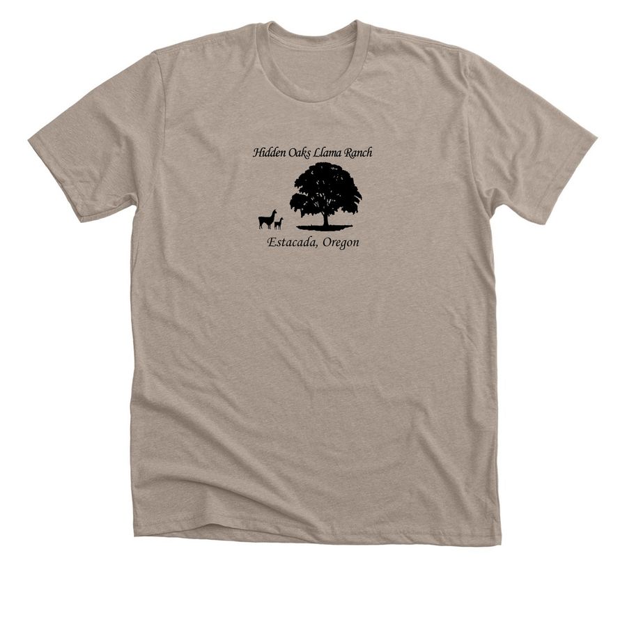 Hidden Oaks Llama Ranch, a Heather Stone Premium Unisex Tee